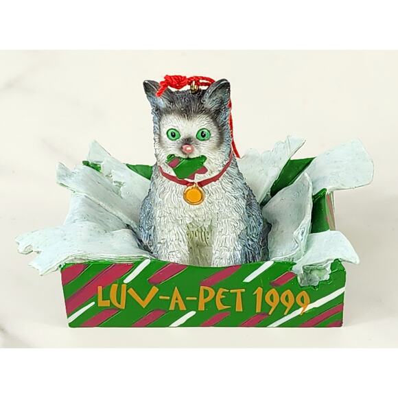 Christmas Cat Kitten Lovers Tree Ornaments 2 1/2" Luv A Pet PetSmart 1999 x2 - Picture 2 of 14